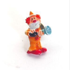 Vintage Estate Signed J Jo Collectible Acrylic Whimsical Circus Clown Lapel Pin